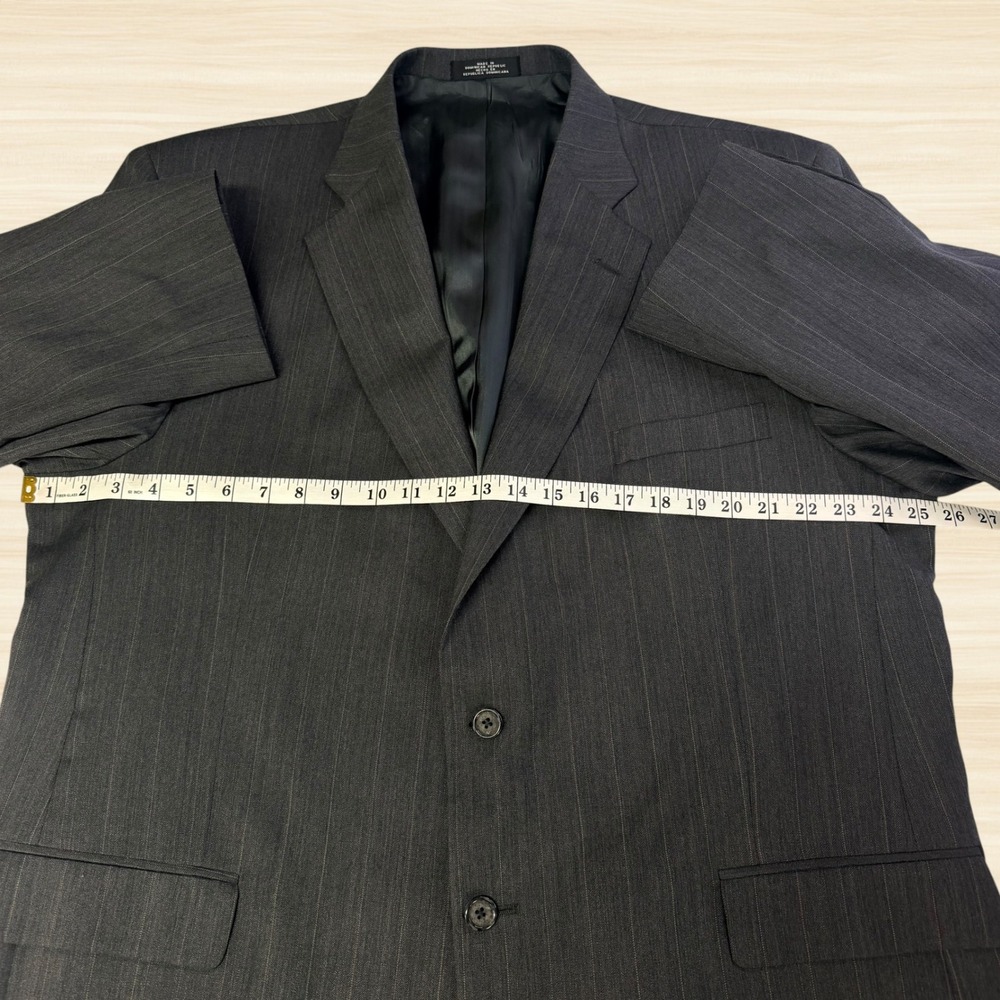 Stafford 100% Wool Charcoal Pinstripe 2 Piece Suit Jacket 48L Pants 36x32 Mens - Picture 6 of 16